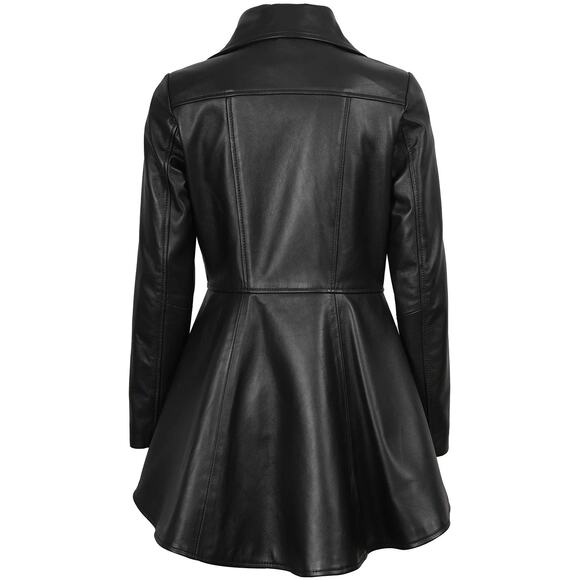 Decrum Genuine Leather Jacket - Clarissa Womens Black Asymmetrical Peplum - L - Picture 2 of 6